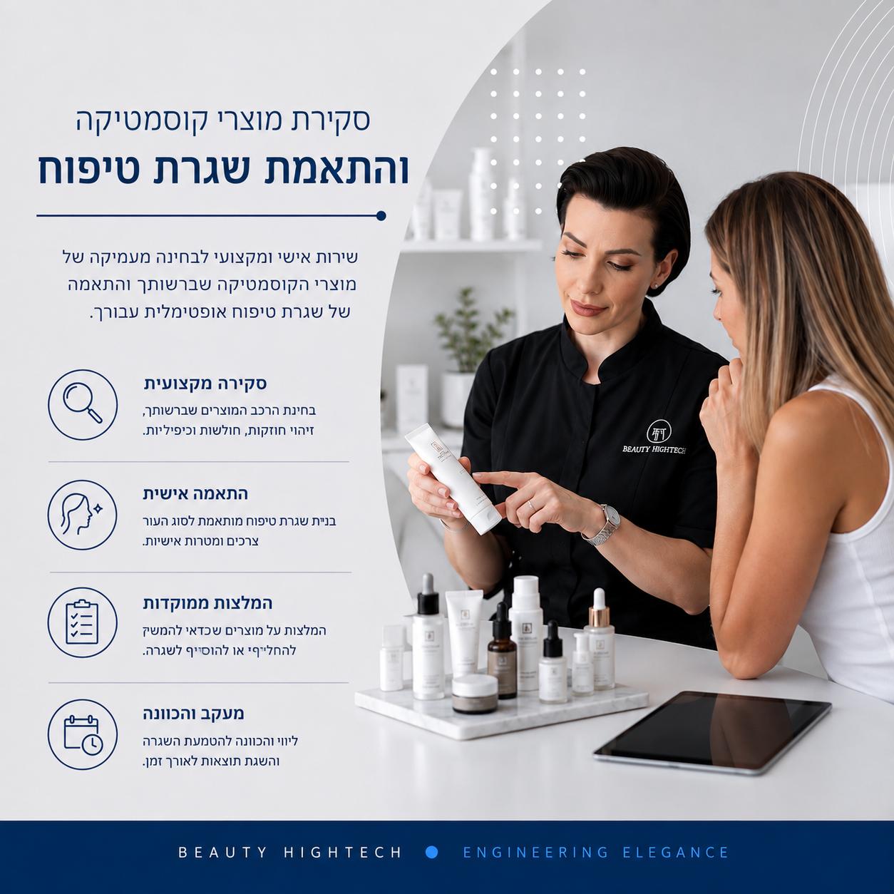 סקירת מוצרי קוסמטיקה והתאמת שגרת טיפוח - Beauty Hightech